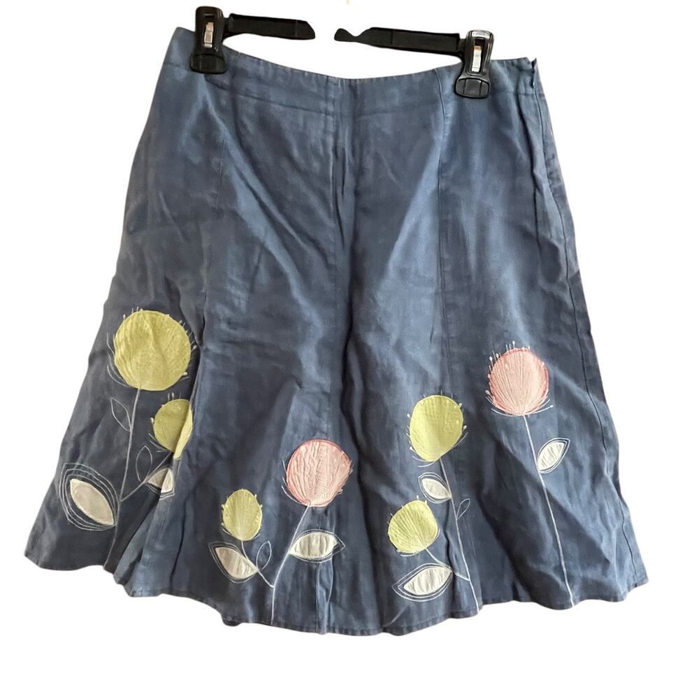 Boden Blue Floral Mini Skirt